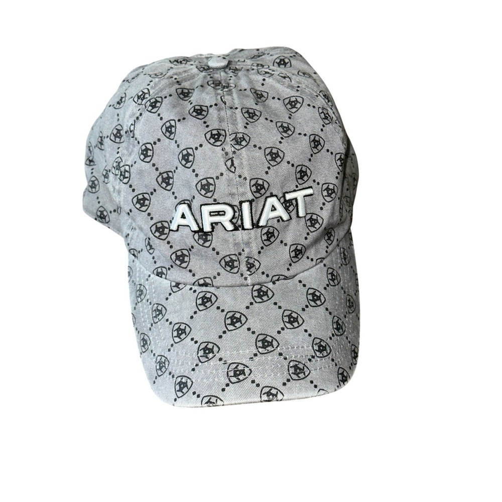 Ariat Ponyflo Womens Grey Logo Print Ponytail Baseball Cap Hat Adjustable